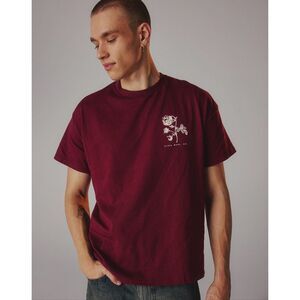 NWT Mens Lira Caldwell Burgundy Rose Print Graphic Tee Shirt Top - Sz L